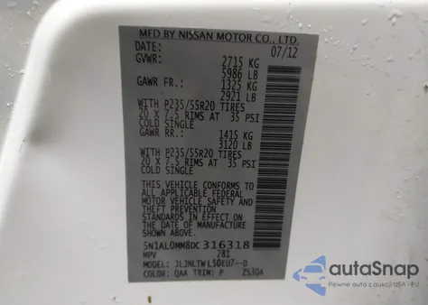 2013 Infiniti Jx35 from USA, damaged, VIN 5N1AL0MM8DC316318